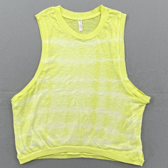 Free People Movement Tie Dye Love Tank Muscle Crop Neon Yellow Highlighter Small - Picture 2 of 7